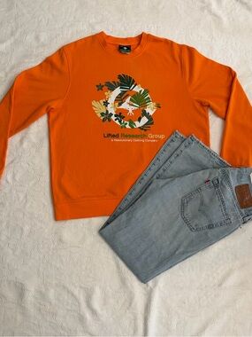 LRG Orange Crewneck with Botanical Graphic